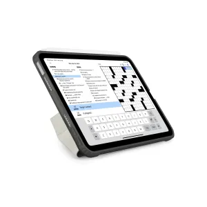 Pipetto iPad mini Origami No1 case in black with folding stand, shown propping the tablet for viewing.