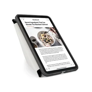 Pipetto iPad mini case with folding stand cover, shown in gray and black on an iPad mini