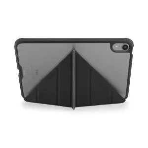 Pipetto iPad mini Origami No1 case in black and grey, shown with folded stand and camera cutout