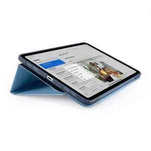 Pipetto Origami No6 Stand Case til iPad Air i blått, vist brettet til et tredelt visningsstativ