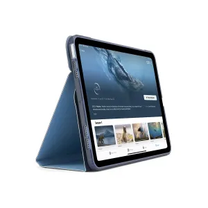 Pipetto Origami No6 stativetui til iPad Air i mørkeblått, brettet til et trekantet visningsstativ