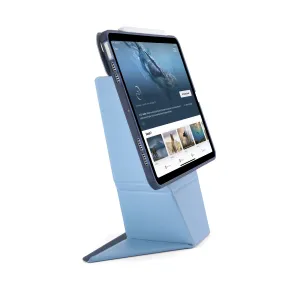 Pipetto iPad Air 13 Origami No6 foldable stand case in dark blue, shown upright with a white stylus.