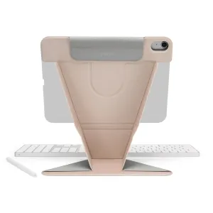 Pipetto Origami No6 Stand Case iPad Airile metallikroosas toonis, voldituna käed-vabad aluseks