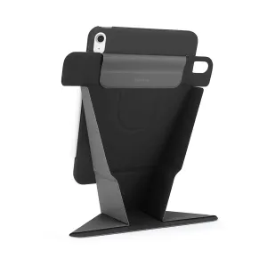 Pipetto Origami No6 Stand Case til iPad Air i svart, vist brettet som nettbrettstativ med pekepennholder