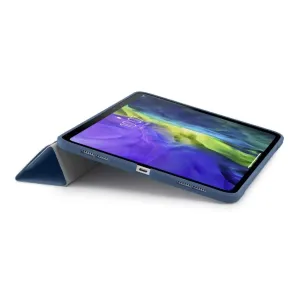 Pipetto iPad Air Origami Shield-cover i marineblå, foldet som en stander til håndfri visning
