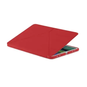 Pipetto Origami Shield-tabletcover i rødt, delvist åbent med foldet stativdesign på en tablet