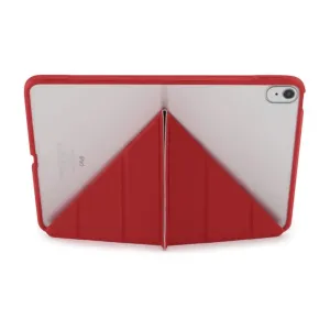 Pipetto Origami Shield-cover til iPad Air, rød med gennemsigtig bagside og foldbar stander