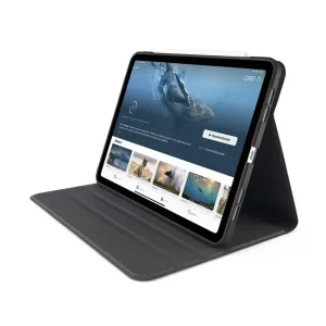 Étui folio rotatif Pipetto pour iPad Pro 13" en noir, replié en mode support pour un affichage en paysage