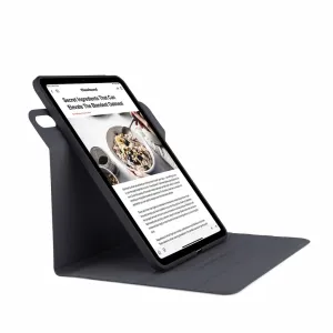 Étui folio rotatif Pipetto pour iPad Air 13" noir, replié en support pour un visionnage mains libres