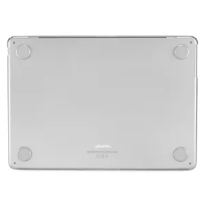 Pipetto frostat transparent MacBook-hårskal på undersidan, med skyddande fötter och utskärningar.
