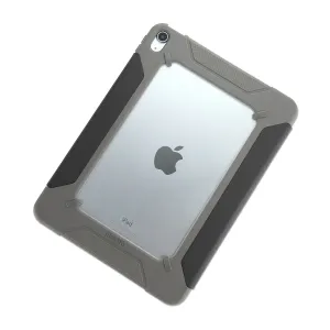 Pipetto rugged iPad case with clear back panel, reinforced corners, and camera cutout