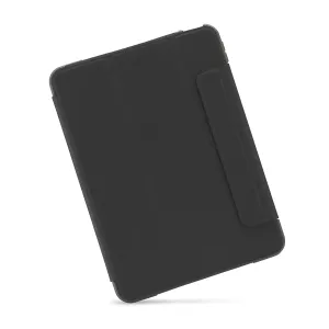 Pipetto black rugged folio case for iPad 10th generation, closed with fold lines and reinforced corners