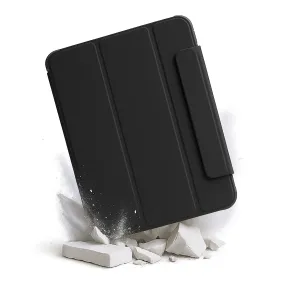 Pipetto black Origami No1 folio case for iPad 10th gen, closed with textured cover and fold lines