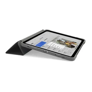Pipetto tablet case for iPad 10th gen, open with folded folio stand and iPad in landscape