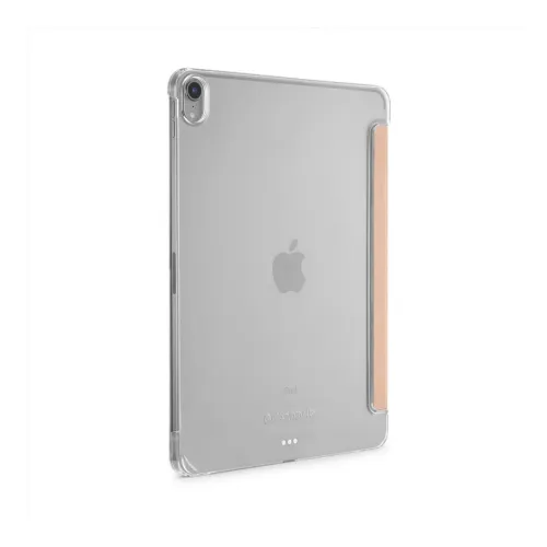 Pipetto Origami case in rose gold/clear for iPad Pro 11", with transparent back, camera cut-out and slim profile.