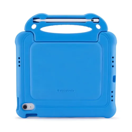 Pipetto blåt iPad-etui med bærehåndtag, indbygget Apple Pencil-holder og 2-i-1-stativdesign