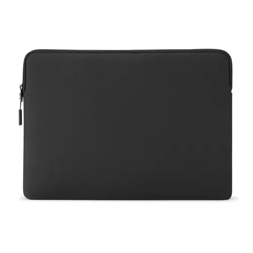 Pipetto svart MacBook-fodral med dragkedja och rundade hörn, visat mot vit bakgrund.