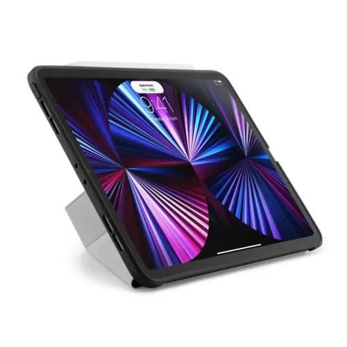 Pipetto iPad Pro 11-Zoll Origami No1 Hülle mit ausklappbarem Ständer, im Querformat vor weißem Hintergrund gezeigt.
