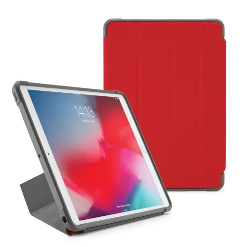 Pipetto Origami Shield iPad Air 10,5-Zoll-Hülle in Rot mit dreifach faltbarem Ständer und schützender Rückenschale
