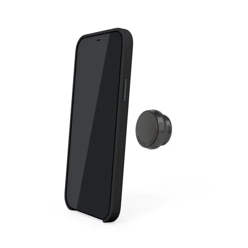 Pipetto magnetische iPhone 12 Pro Max-Lederhülle in Schwarz mit separatem rundem Halterungszubehör