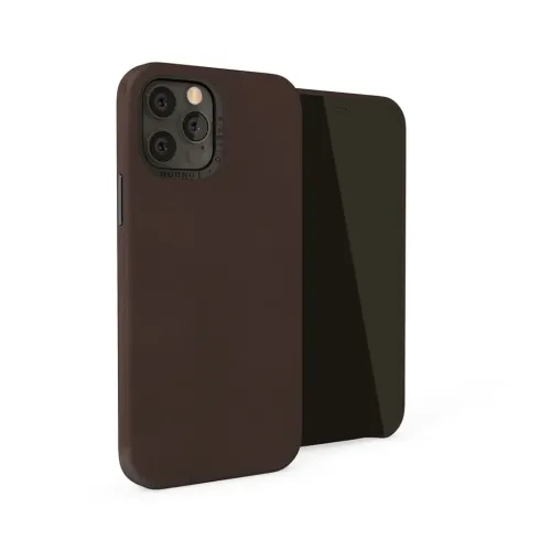Pipetto brūns ādas maciņš iPhone 12/12 Pro ar magnētisku stiprinājumu un premium klases minimālistisku dizainu