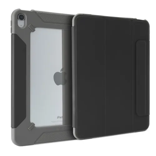 Pipetto rugged iPad folio case with clear back panel, reinforced corners and folding cover