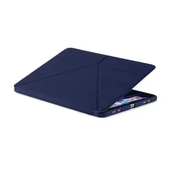 Mörkblått Pipetto Origami No1-fodral för iPad Pro 11" 2021 med 5-i-1 vikbar design och laddning av Apple Pencil.