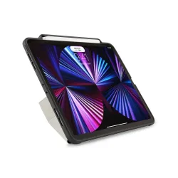 Svart Pipetto Origami No3 Pencil Case för iPad Pro 11-tums 2021 med Apple Pencil-hållare och flera ställ.